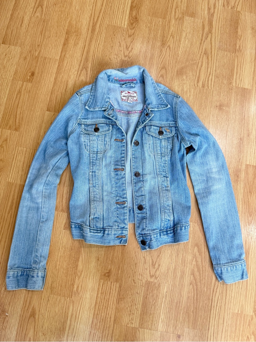 Abercrombie Authentic Vintage Denim Jacket Floral Lined Size M Y2K